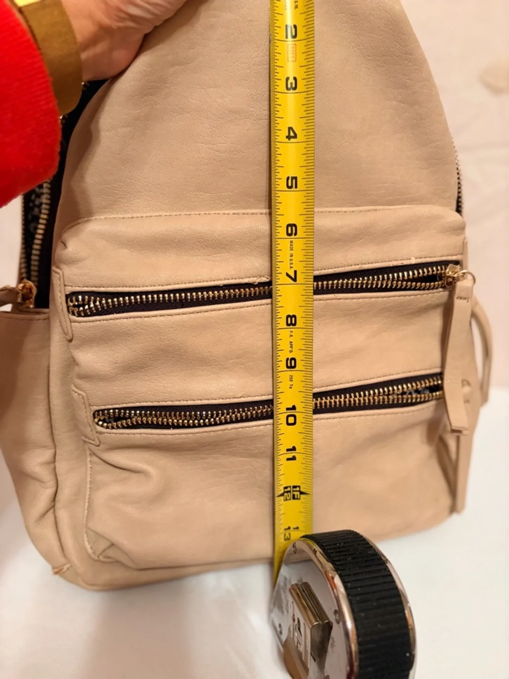 Beige Leather Backpack Purse - Women's Everyday Bag